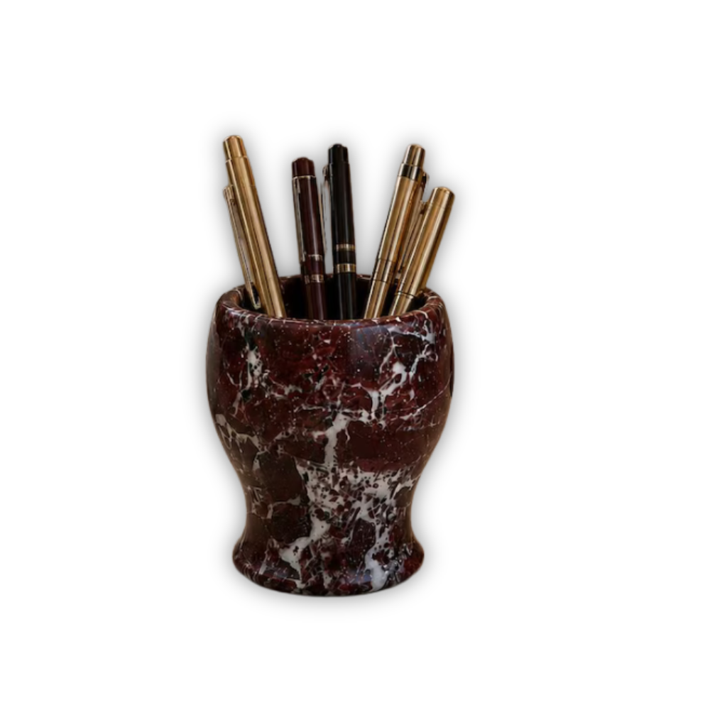 Rosso Levanto Marble Pen Holder