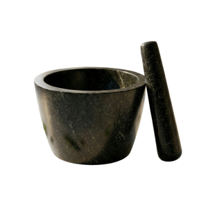 Shilpghar 7 Inch Round Black Granite Mortar